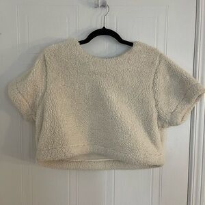 OAK + FORT Cream Sherpa Boxy Crop Top